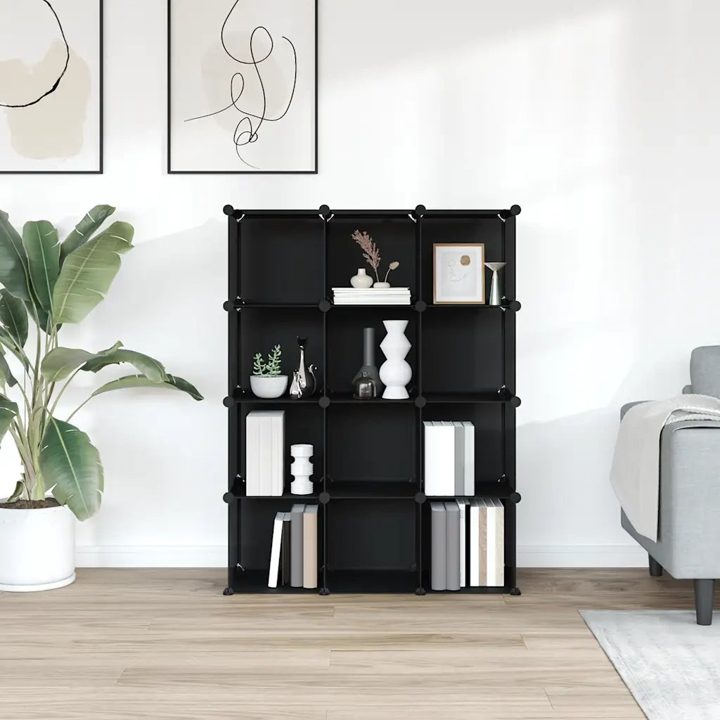 Organizzatore Portaoggetti con 12 Cubi Nero in PP CFW9479456