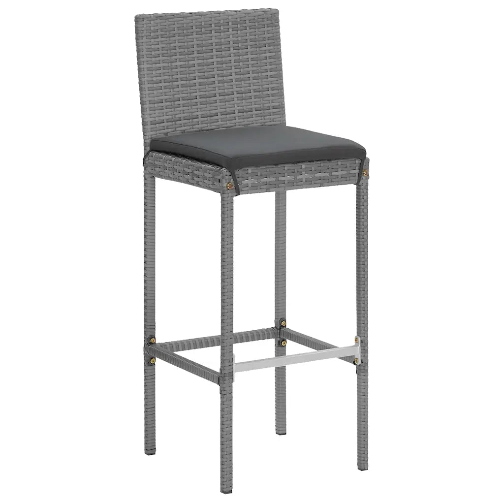 Set Bar da Giardino 7 pz con Cuscini in Polyrattan Grigio 3187628