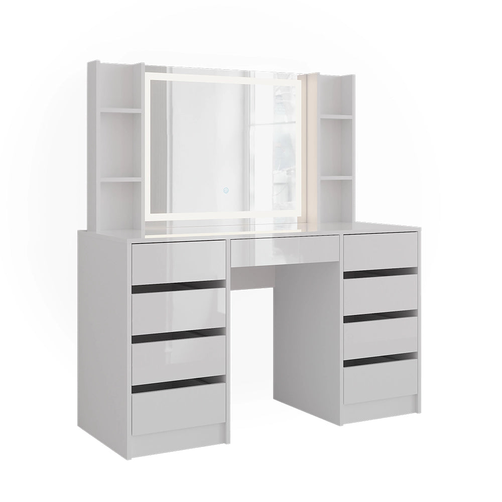 Vicco Tavolo da toeletta Bianco/bianco lucido 128.2 cm 4 parti