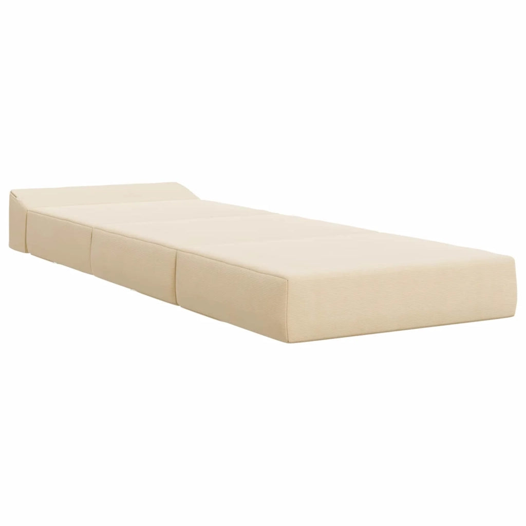 Divano Letto Pieghevole Crema 200 x 70 x 15 cm Tessuto in Cords 900014