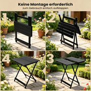 TAVOLO Pieghevole 50,5x46,5x60 cm Alluminio Nero per campeggio
