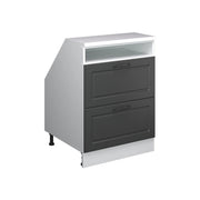 Mobile cucina sottotetto R-Line Antracite rustico/Bianco 60 cm con 2 cassetti, carcassa 60 cm profondità Vicco