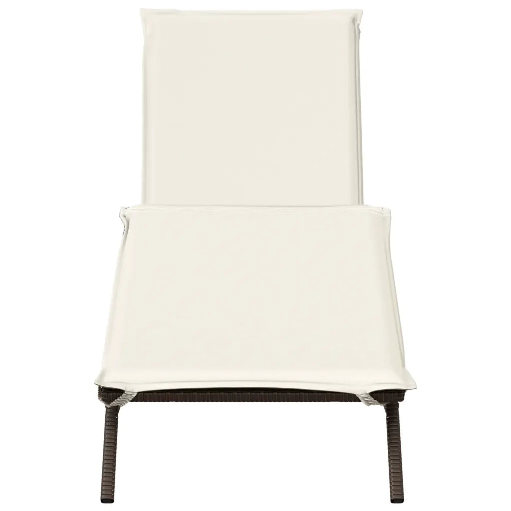 Lettino Prendisole con Cuscino Marrone in Polyrattan