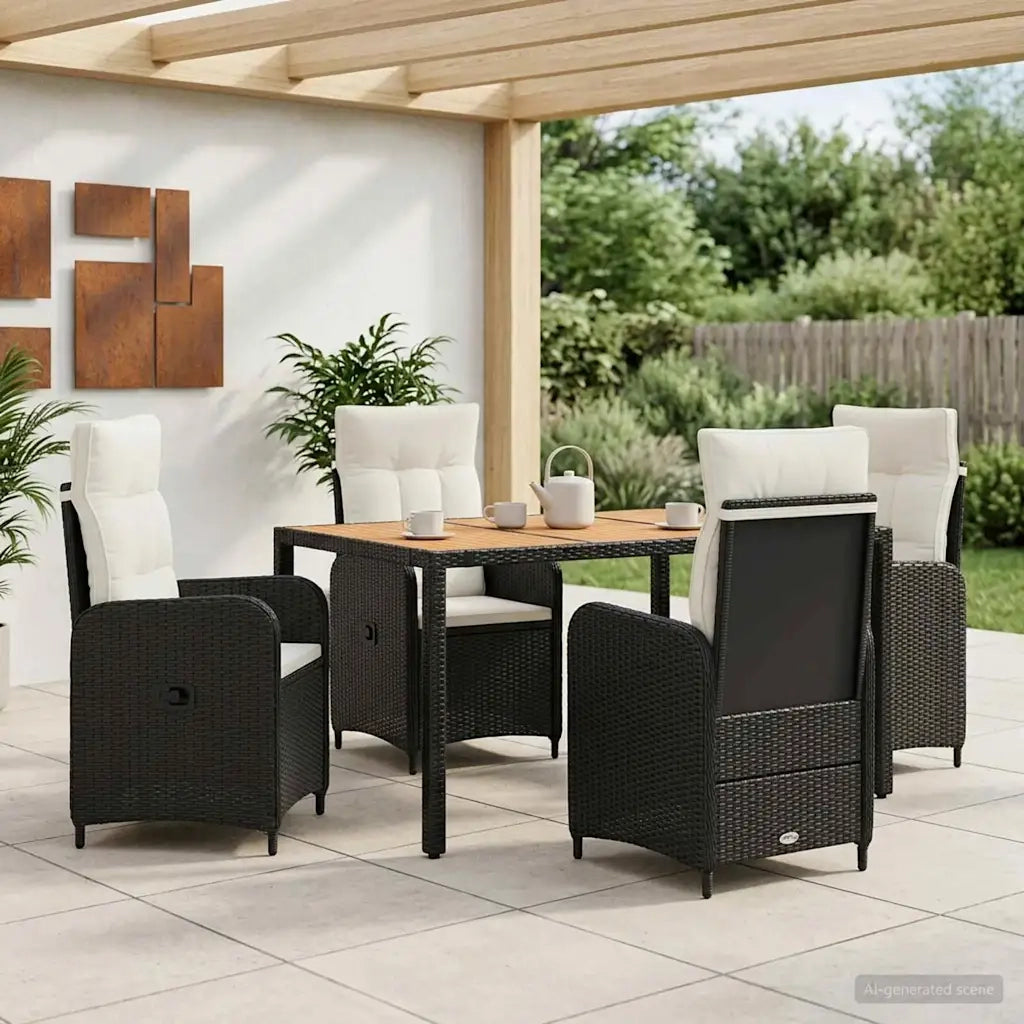 Set da pranzo per esterni 5 pz Nero e Bianco Crema 3422270