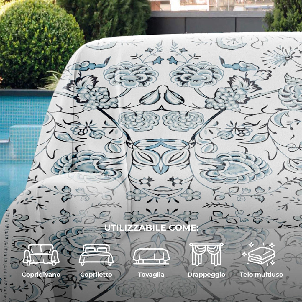 Telo Copritutto Matrimoniale Cotone 250x260 cm Grande Multiuso Copridivano Copriletto Arazzo Drappeggio Lavabile Resistente Disegno 2