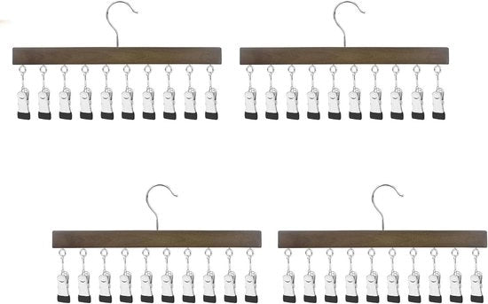 Hanger per Abbigliamento in Legno con 10 Viti e Gancio Rotativo per Calze, Cappelli, Sottovesti e Asciugamani (Marrone)