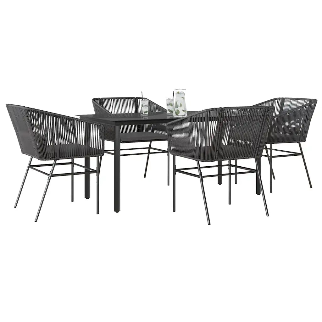 Set da Pranzo da Giardino con Cuscini 5 pz Polyrattan Vetro 3334614