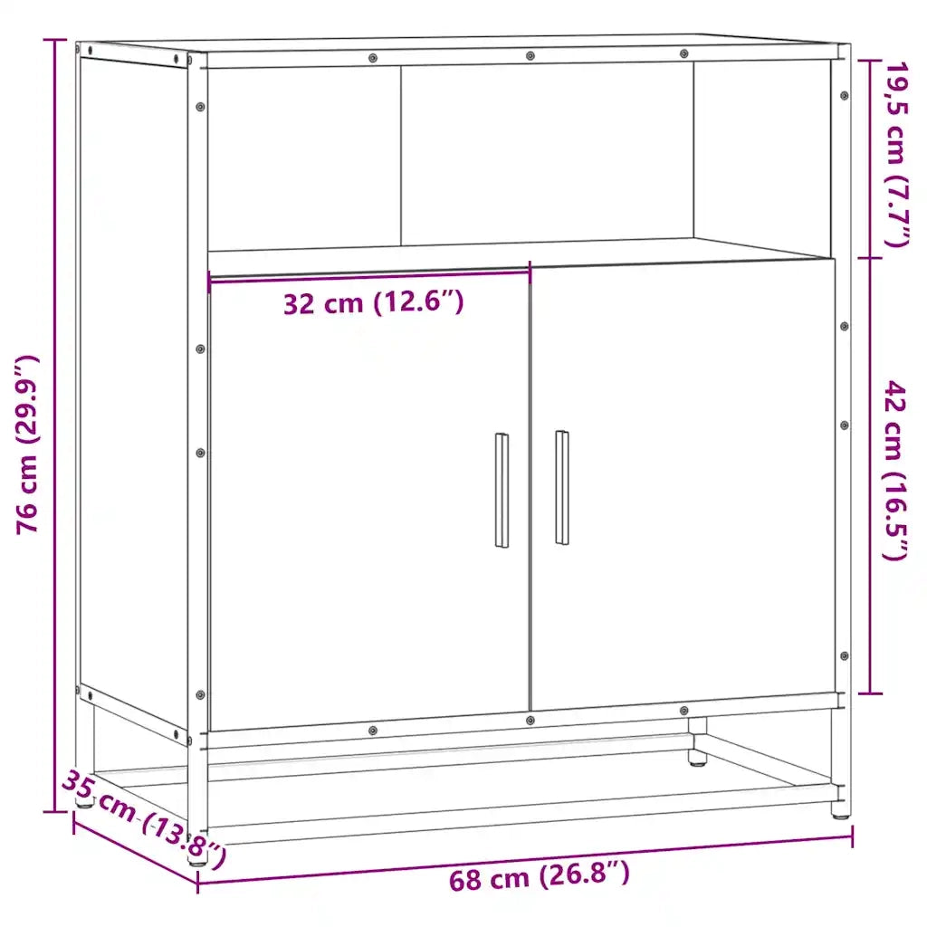 Credenza Grigio Sonoma 68x35x76 cm in Legno Multistrato 849002