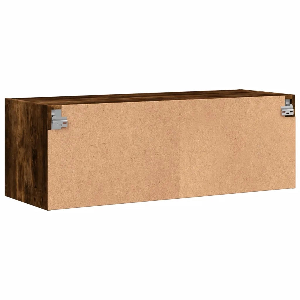 Armadietto a Muro | Mobile a Muro con Ante in Vetro Rovere Fumo 102x37x35 cm