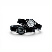 Trade Shop - Orologio Da Polso 29 Mm Nero Elegante Quadrante Bianco Cinturino Elastico -