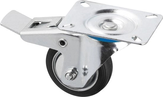 Ruota Ø 160 mm - blocco - 135 x 105 mm piatto - ruota in gomma solidale - superficie morbida - rulli - carico di 150 kg - ruota di trasporto - ruota di mobilio - ruota industriale - 800920 con freno.