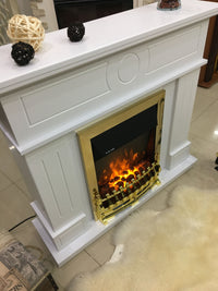 Camino Elettrico da Pavimento 97,8x104,8x30 cm Effetto Fiamma 2000W Ambassador & Galileo Gold Bianco