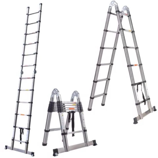 Scala Telescopica A Frame 380CM - RVS Opvouwbaar - Portatile & Estendibile - Massima 150KG - EN131