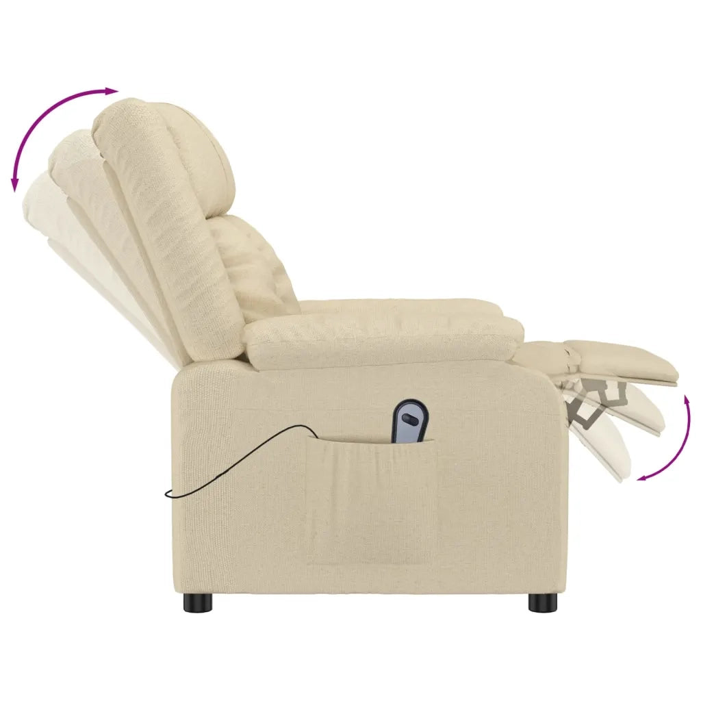 Poltrona Elettrica Reclinabile Crema in Tessuto