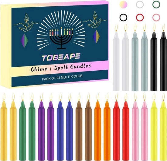 24 pezzi di candele colorate, altezza 10 cm, candele senza profumo, puntute, mini, per stregoneria, strumenti magici, rituali, preghiere, meditazione e decorazione di festa