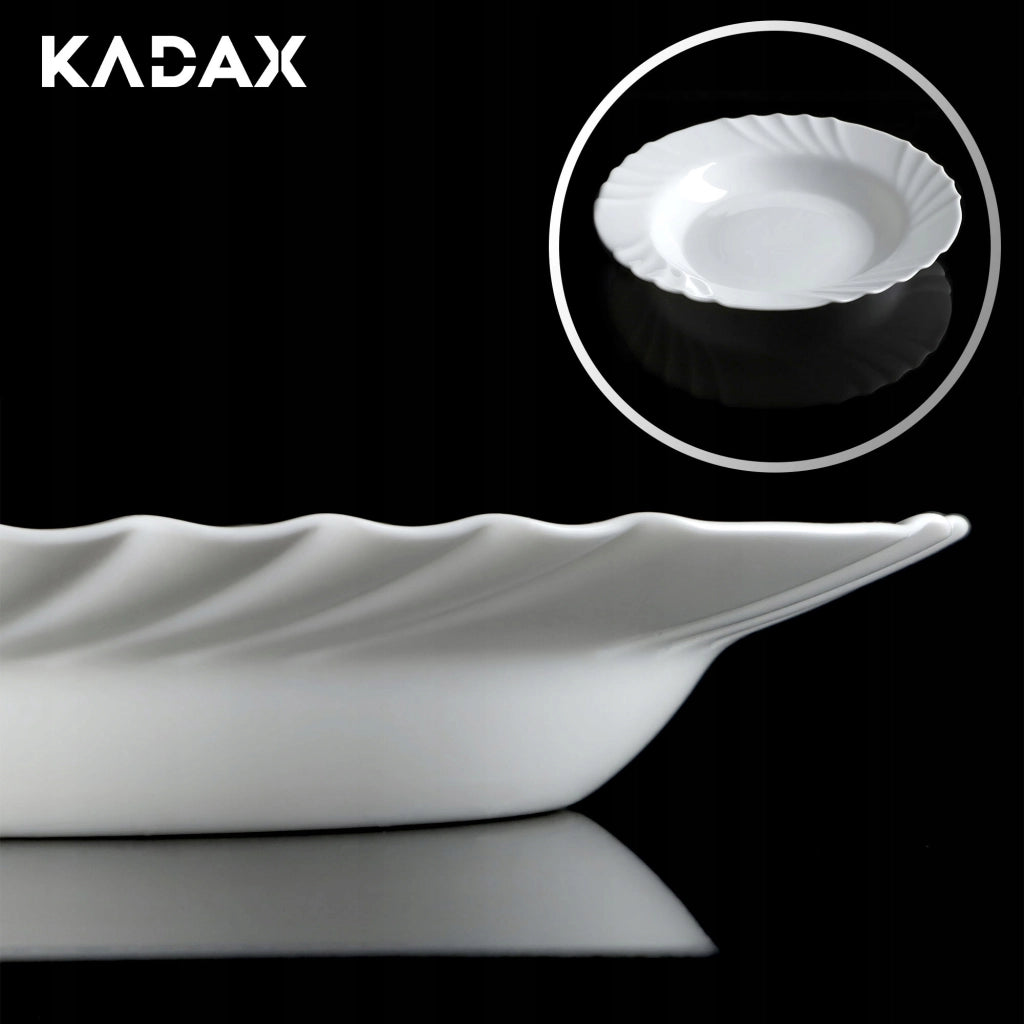 Piatto fondo KADAX 23 cm per zuppa, vetro bianco, piatti grandi in vetro