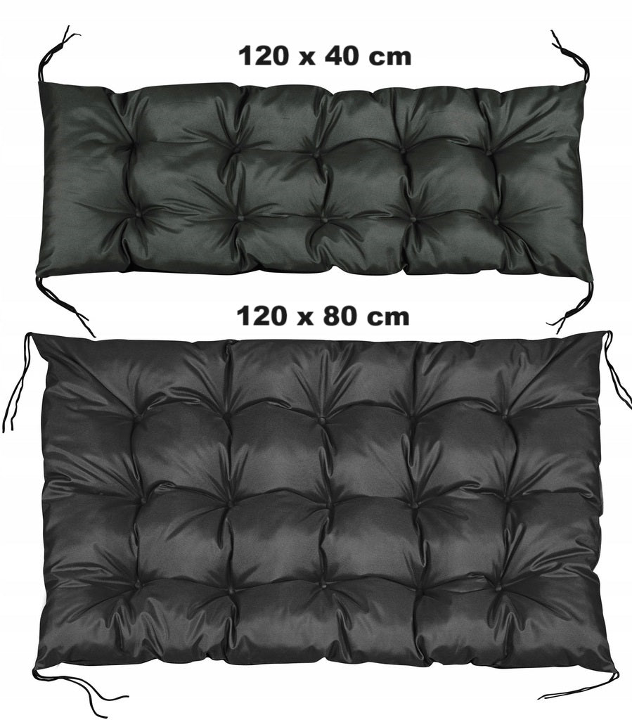 Cuscini da giardino AIO FACTORY 120x80 cm impermeabili neri per panca in pallet