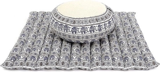 Set di cuscini per meditazione - 1 cuscino rotondo zafu per yoga e 1 mattonella quadrata oprolbile zabuton riempita con kapok ecosostenibile
