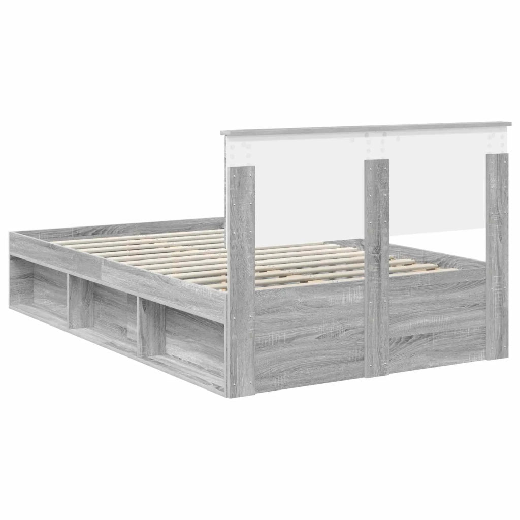Struttura del letto con testiera Grigio Sonoma 135 x 190 cm 3407891