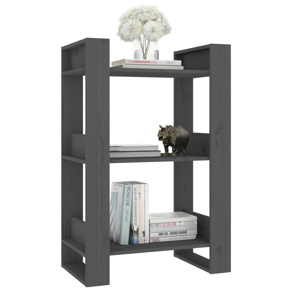 Libreria/Divisorio Grigio 60x35x91 cm in Legno Massello di Pino 813881