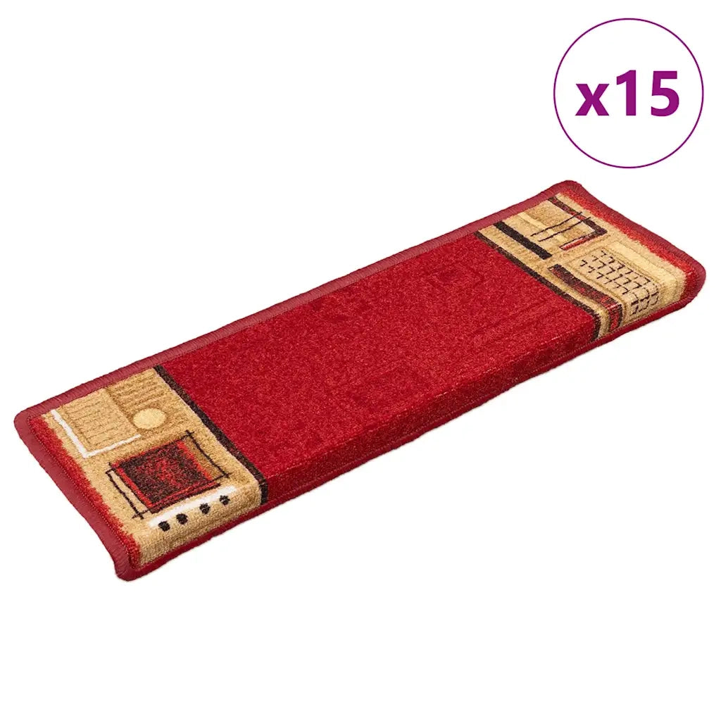 Tappetini Autoadesivi per Scale 15 pz 65x21x4 cm Rossi