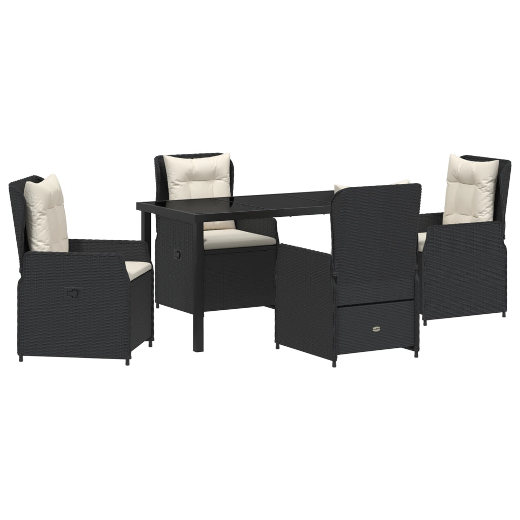 Set da pranzo 5 pezzi da giardino  Nero Polyrattan