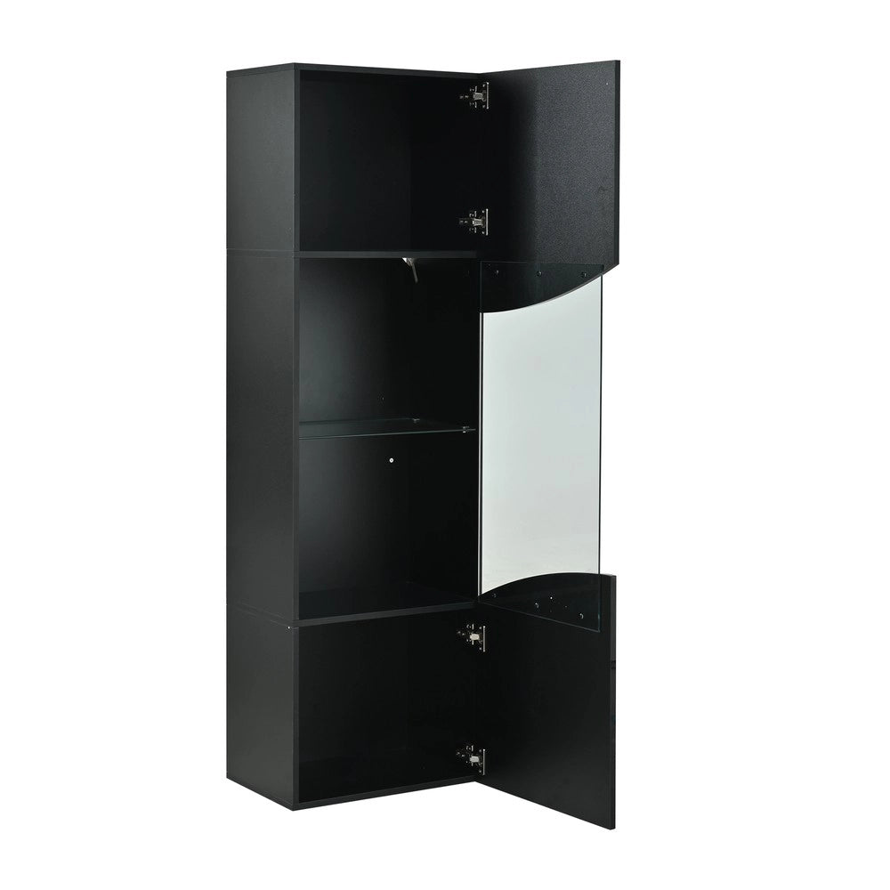 Vetrina Alta da Soggiorno con LED ¨C Xylo ¨C Nero Lucido 35x50x165