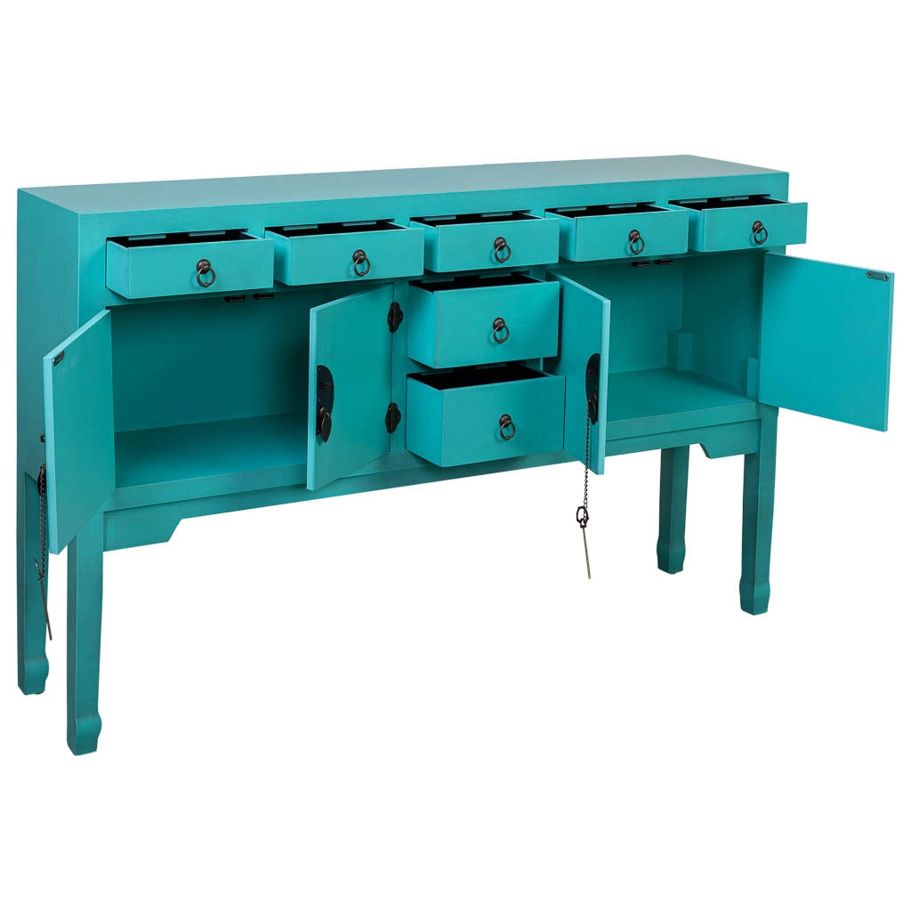 Credenza in legno con 7 cassetti e 2 porte 128x26x78h cm