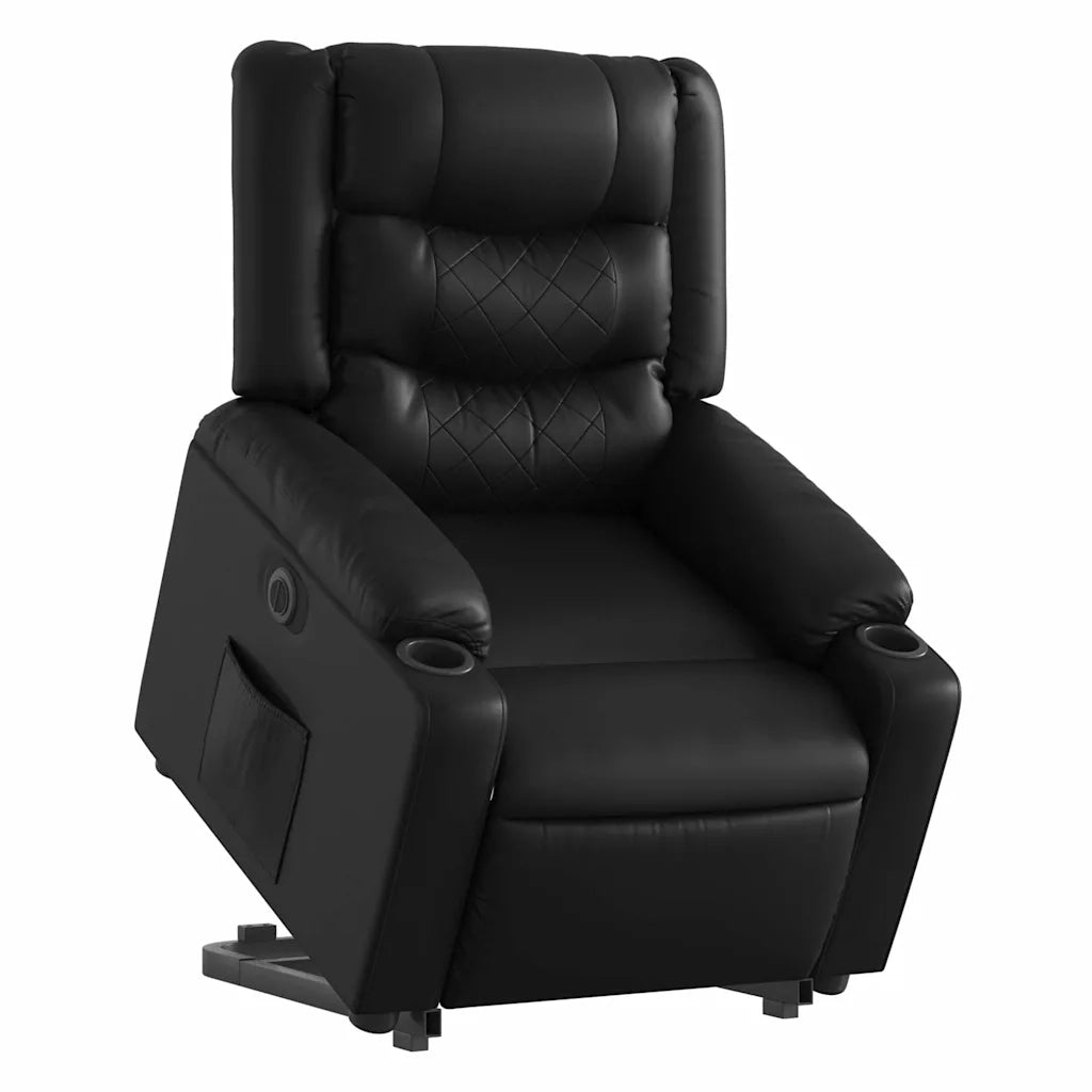 Poltrona Alzapersona Reclinabile Elettrica Nera in Similpelle 3206559