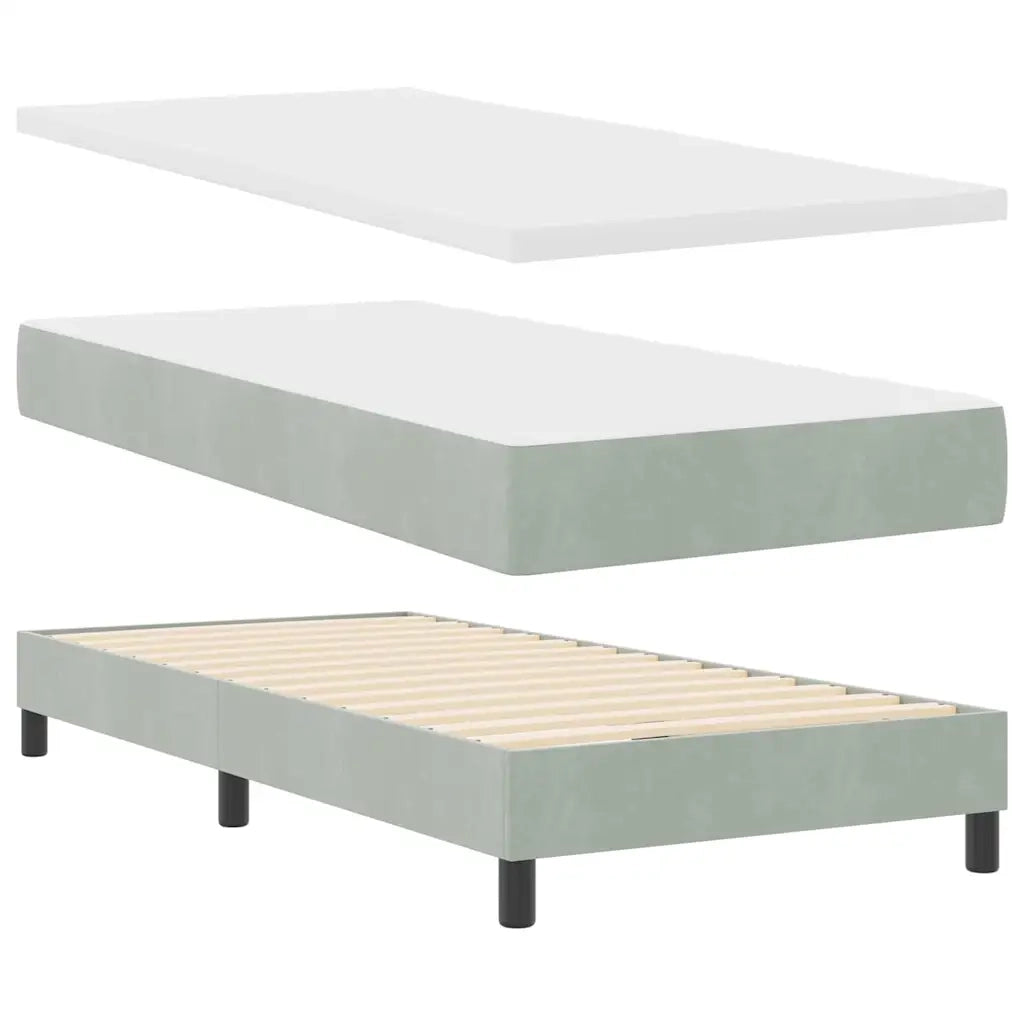 Letto a molle con materasso Grigio chiaro 80 x 200 cm Velluto 3339134