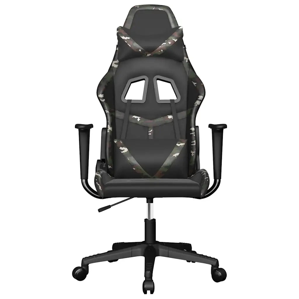Sedia da Gaming | Sedia da e-sports Massaggiante Nero e Mimetico in Similpelle