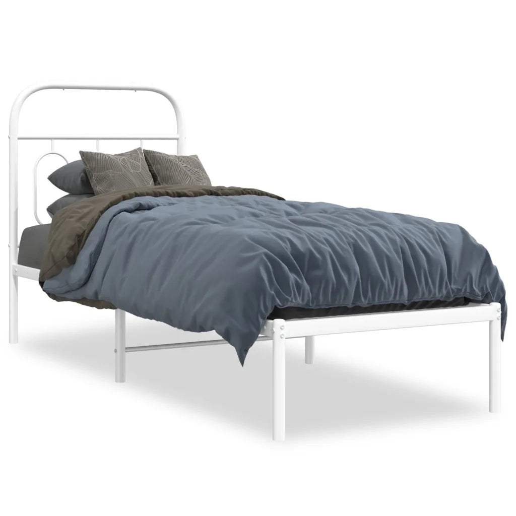 Giroletto senza Materasso con Testiera-Struttura Letto Metallo Bianco 75x190 cm 438052