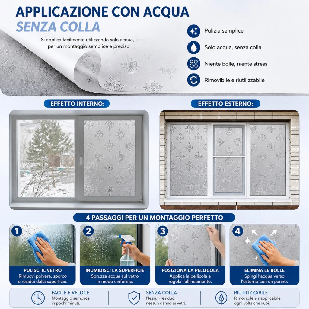 Pellicola Adesiva Vetri 45x200 cm Effetto Satinato Privacy 10110