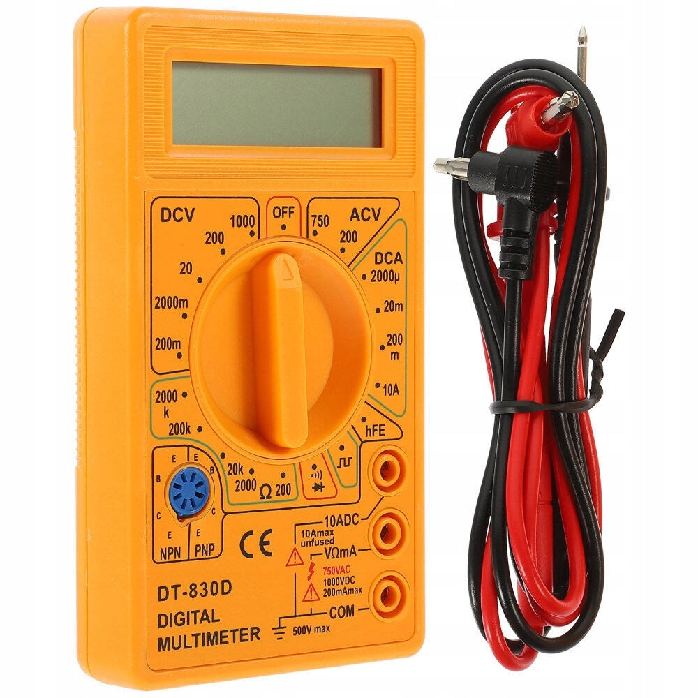 Multimetro Digitale DT-830D – Display LCD HD, Misura Tensione AC/DC, Corrente, Resistenza | Compatto e Portatile