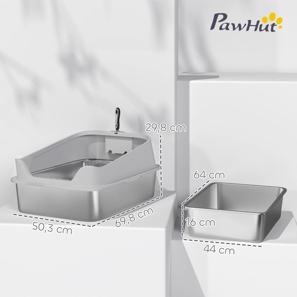 Arenero per Gatti ¨C zephmum ¨C 70x50x30 cm Grigio Acciao Inox