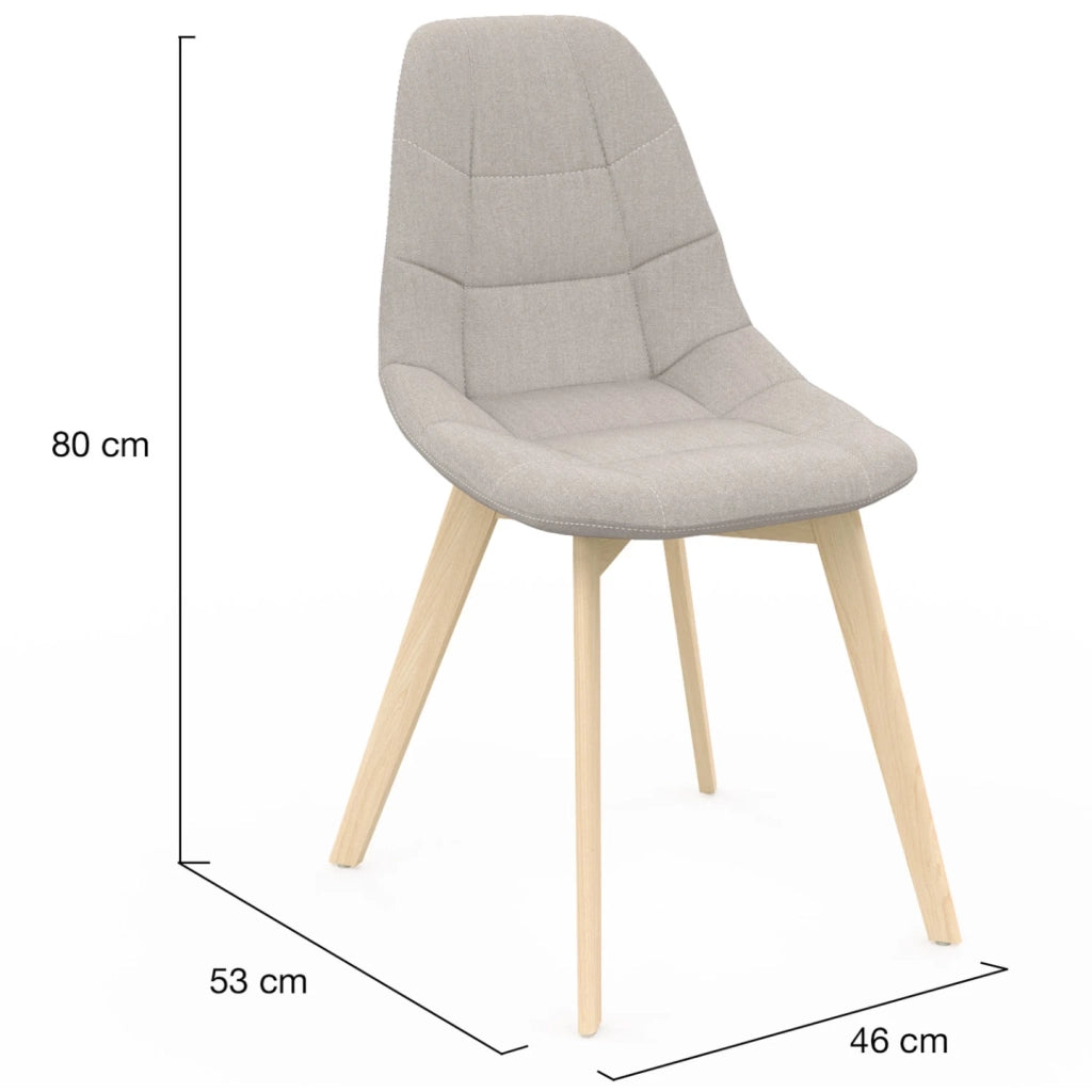 IDMarket - Set di 4 sedie da pranzo in tessuto beige GABY