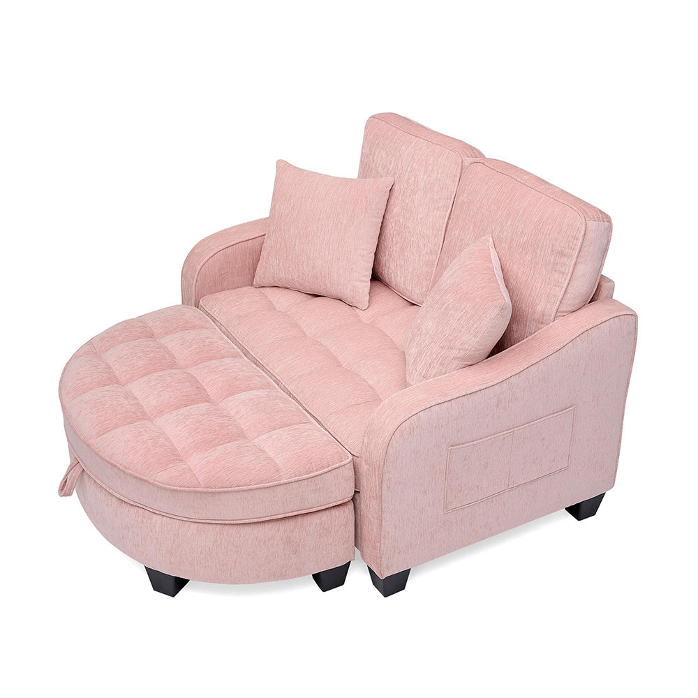 Divano letto multifunzionale - Xylo - Tessuto traspirante, legno di eucalipto, rosa