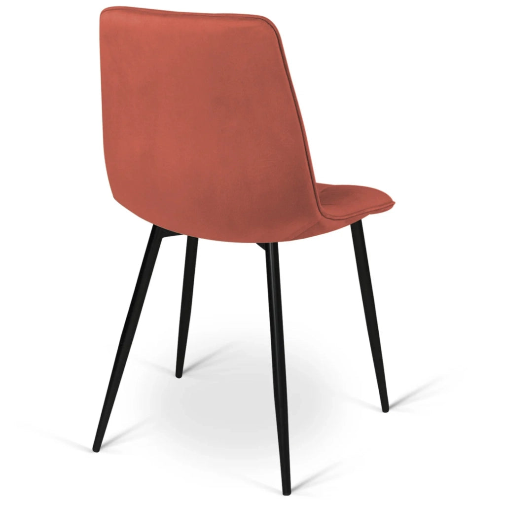 IDMarket - Set di 6 sedie MILA in velluto misto terracotta e beige x3