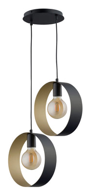 Lampada a sospensione moderna nero/oro 2xE27 Happy Sigma