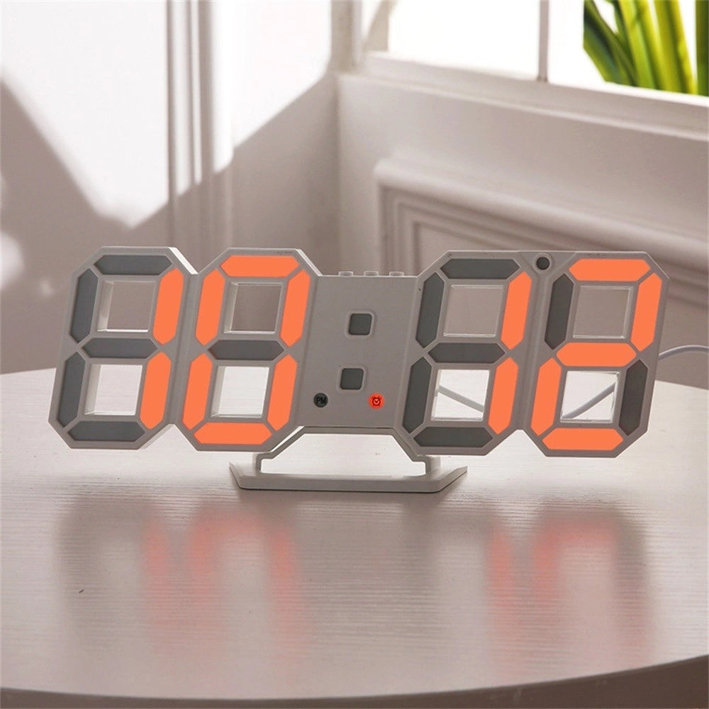 Trade Shop - Orologio Sveglia Digitale Display 3d A Led Da Tavolo Parete Arredo Casa Ufficio -