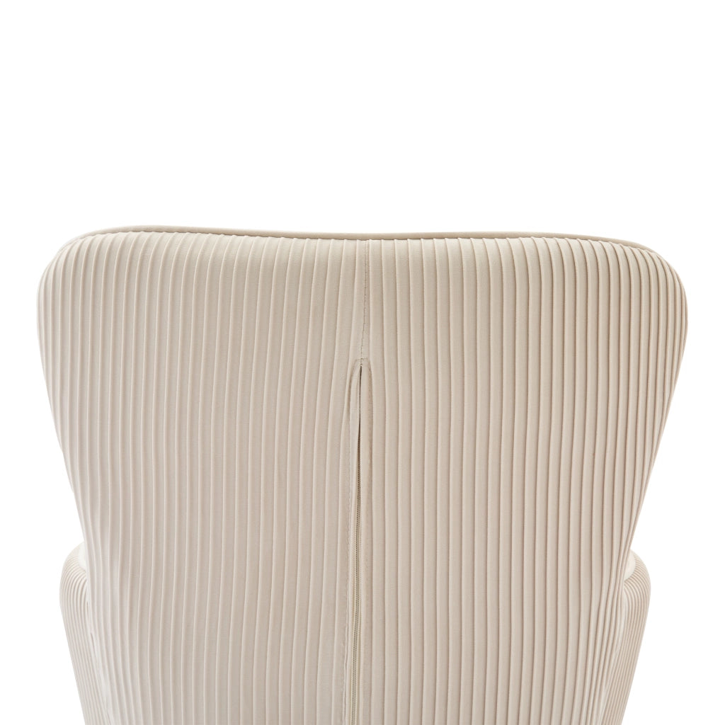 Sedia da pranzo 4 pezzi con braccioli e supporto lombare, schienale plissettato, in velluto e metallo beige