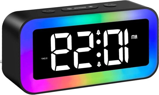 Alarme digitale con illuminazione RGB, 2 allarmi, controllo vocale e funzione snooze