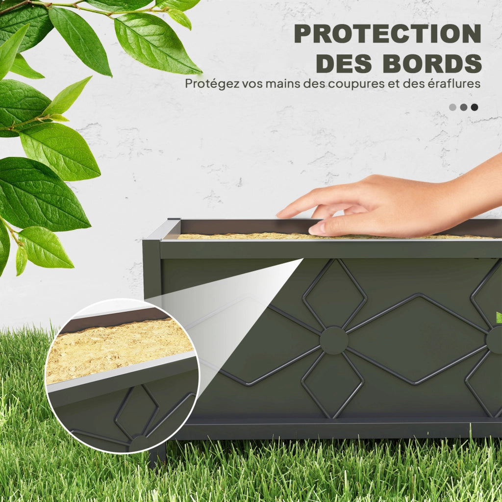 Jardiniere Rialzata Esterno ¨C zephmum ¨C Rettangolare Nero 80x40x38