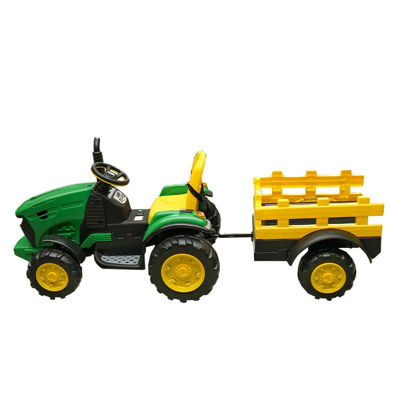 Trattore elettrico con rimorchio, telecomando e batteria per bambini 1980x650x610