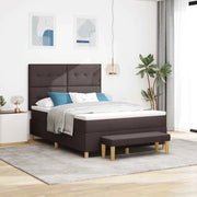 Letto a molle con materasso Marrone scuro 140 x 190 cm Tessuto