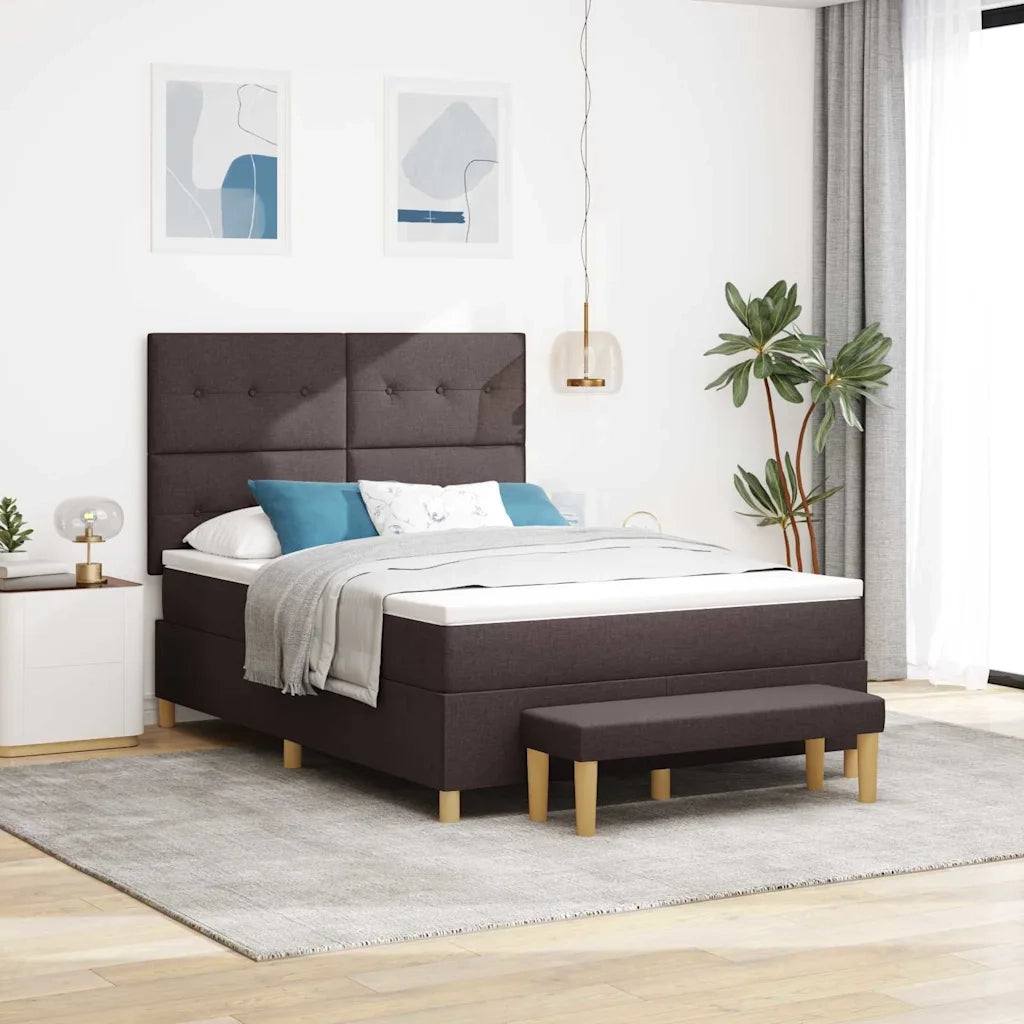 Letto a molle con materasso Marrone scuro 140 x 190 cm Tessuto