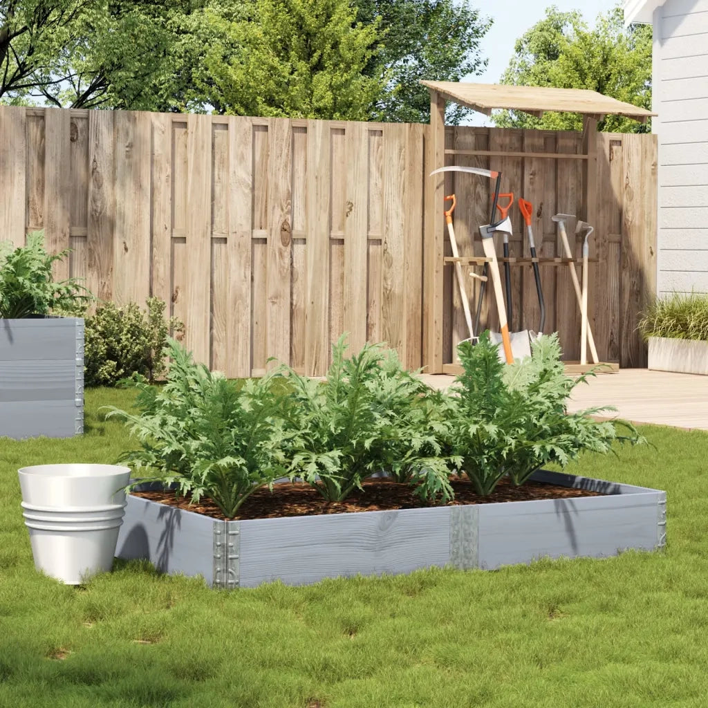 Fioriera | Cassetta per fiori | Vaso da Giardino Grigia 150x100 cm Legno Massello di Pino
