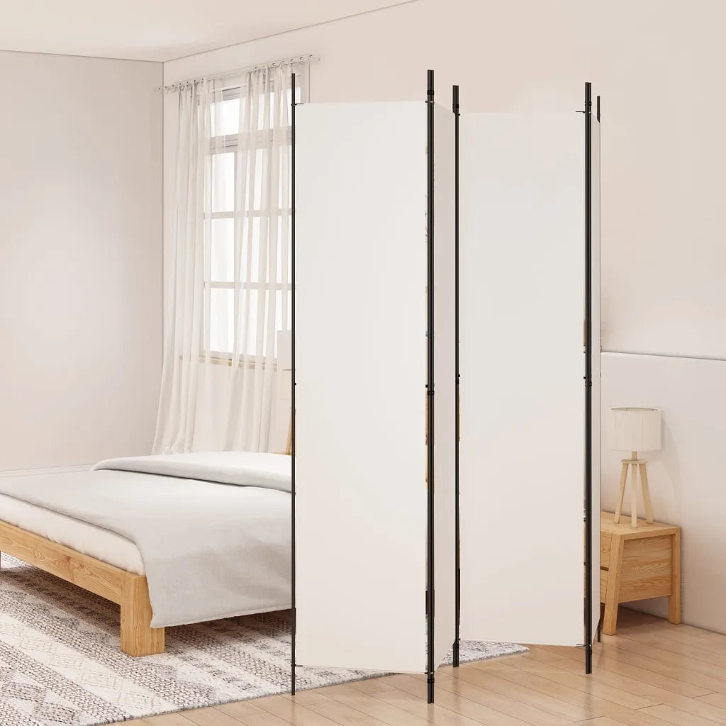 Divisorio a 4 Pannelli Bianco 200x220 cm Tessuto 350198