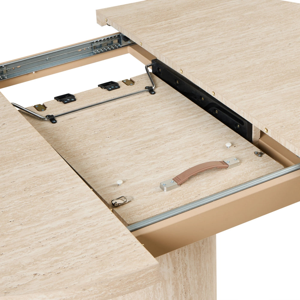 Tavolo da pranzo allungabile con ampia base a piedistallo MDF 120/160 x 76 cm Mobili per la sala da pranzo minimalisti Marrone chiaro