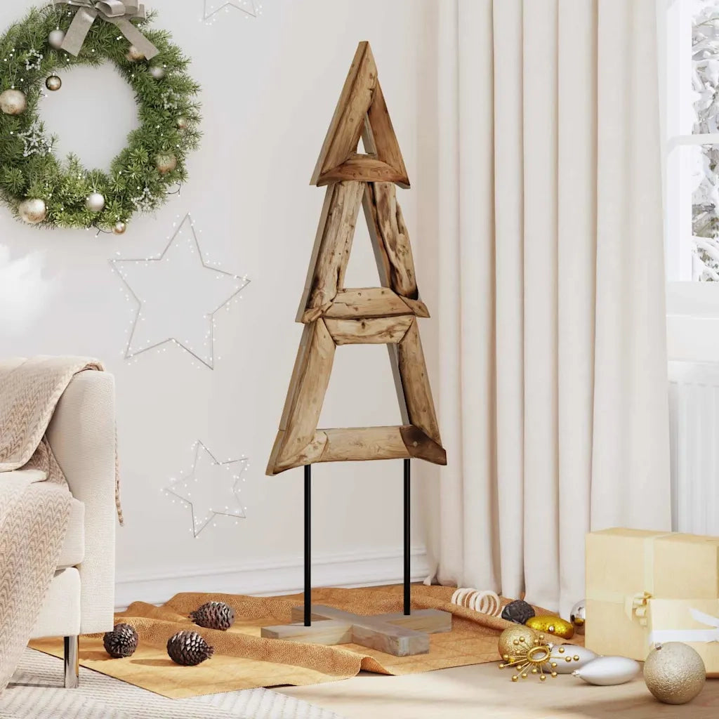 Albero di Natale | Decorazioni natalizie Marrone 120 cm Legno massello di teak